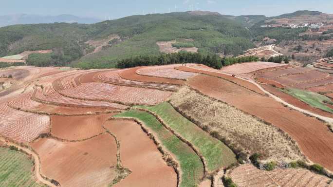 航拍昆明东川红土地