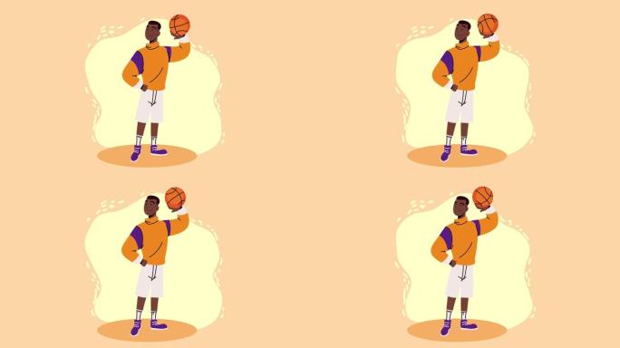 篮球运动员工人角色动画