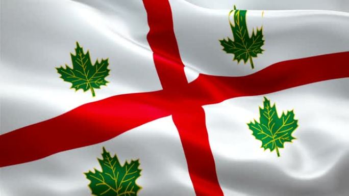加拿大圣公会旗帜。加拿大圣公会教堂耶稣基督挥舞旗帜的背景视频在风中飘扬。现实的红色拉丁十字背景。圣公