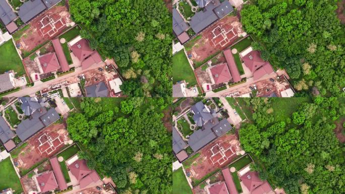 高档住宅的邻里住宅: 俯视图空中无人机拍摄。