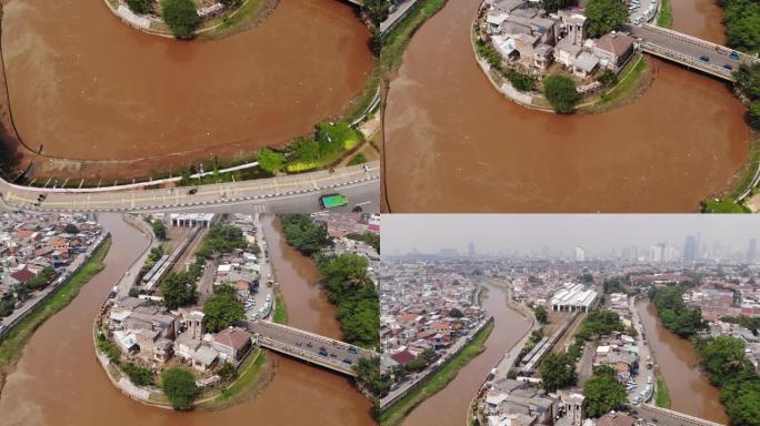 西隆河的航拍画面