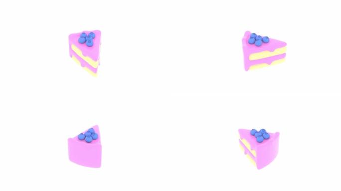 蓝莓蛋糕3d白色背景动画