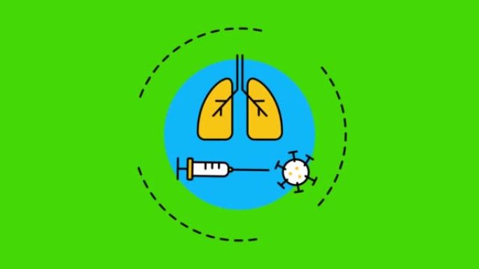 绿色背景上的卡通医学符号4k视频。