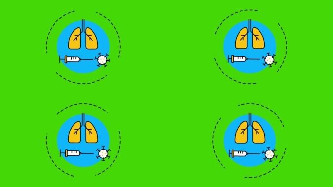 绿色背景上的卡通医学符号4k视频。