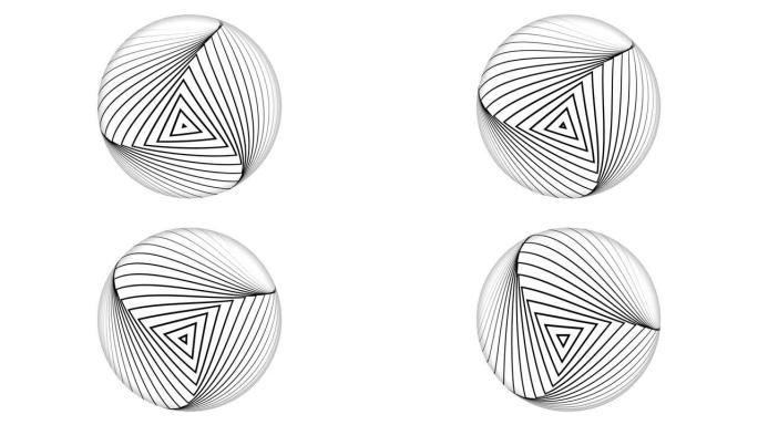 附着在球体上的几何抽象线。几何球体地球隔离在白色。