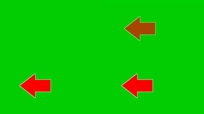 箭头动画绿色屏幕，红色卡通箭头指向绿色屏幕背景左转