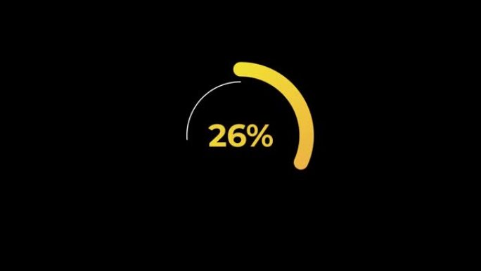 圆圈百分比加载转移下载动画0-60% 在黄色科学效果。