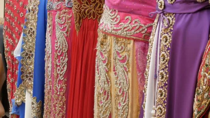 美丽奢华多色节日婚礼印度妇女民族服装模特纱丽手工刺绣珠子和闪亮水钻商店
