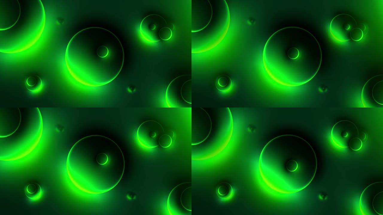 三维绿色浮动圆气泡球体