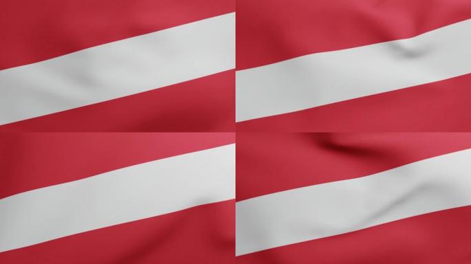 奥地利国旗挥舞原始尺寸和颜色3D渲染，旗帜osterreichs国家奥地利，奥地利国旗，奥地利部落起