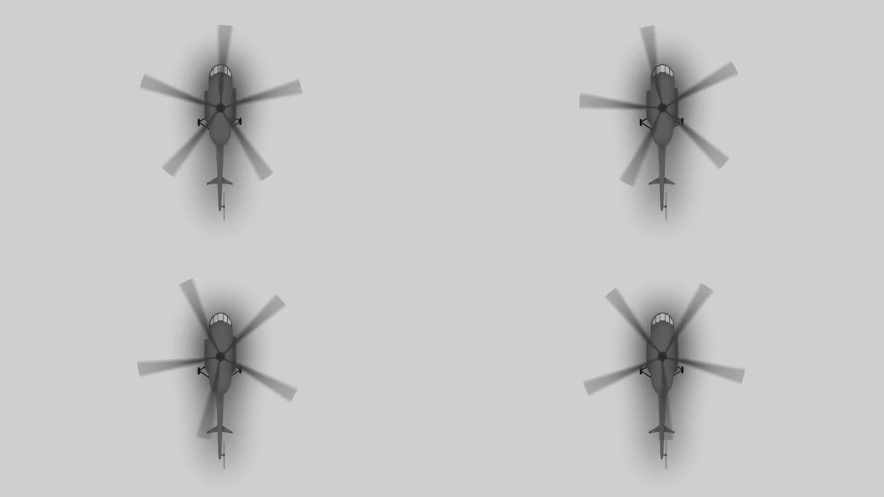 白色背景上的灰色直升机图标插图