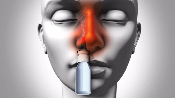 减充血剂鼻喷雾剂-女性前视图-白色背景