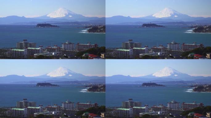 江之岛与住宅区以外的富士山