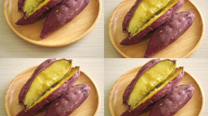 在木板上烤或烤日本红薯-日本美食风格
