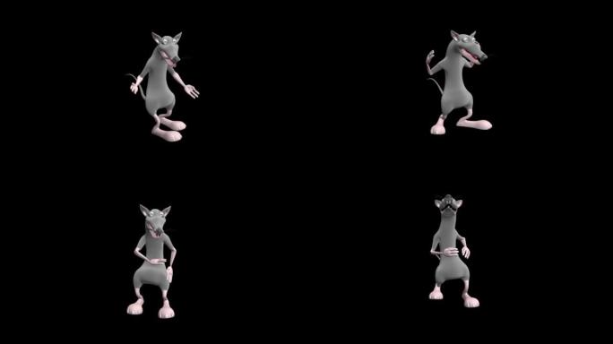 跳舞的老鼠。3D写实专业动画。