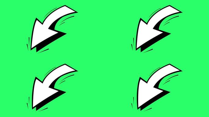 绿色背景上的动画白色箭头符号。