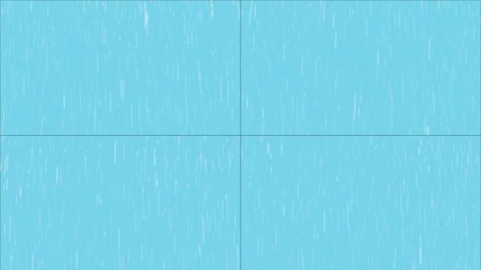浅蓝色背景上的降雨动画 (无缝循环)