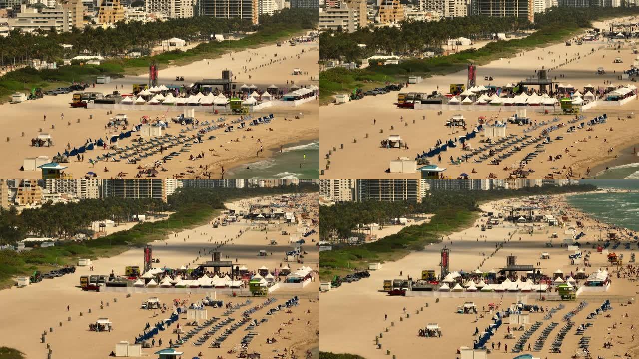 4k 7x变焦剪辑迈阿密海滩春季海滩