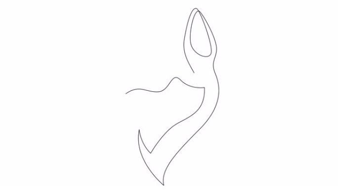 一条连续线的动画自画绘制简单的狼头图标。动物标志概念。全长单线动画插图