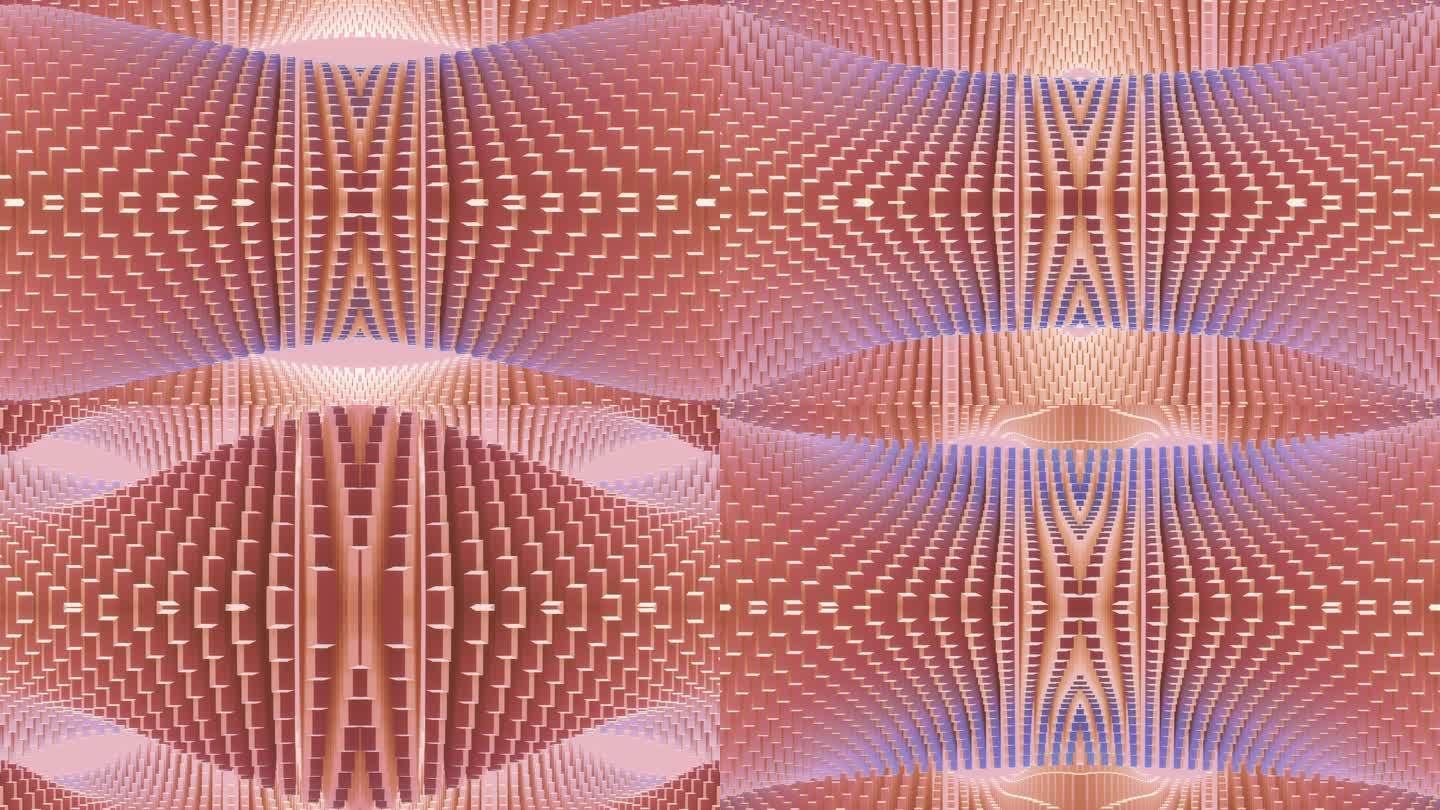 【4K时尚背景】暖粉未来空间立体曲线矩阵