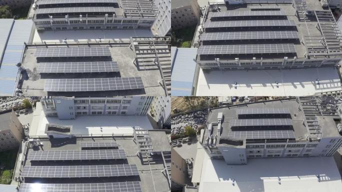 屋顶太阳能电池板的俯视图