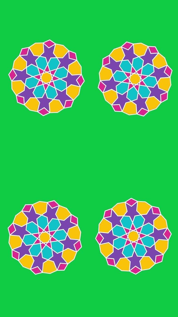 几何背景-4k伊斯兰斋月-几何形状-可循环-马赛克-星形-斋月伊斯兰背景-八角形的旋转