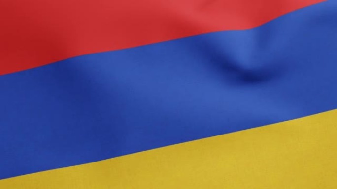 亚美尼亚国旗挥舞原始大小和颜色3D渲染，亚美尼亚共和国亚美尼亚三色旗