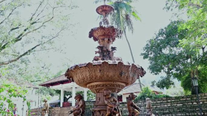 斯里兰卡康提有鸟类状态的艺术池塘