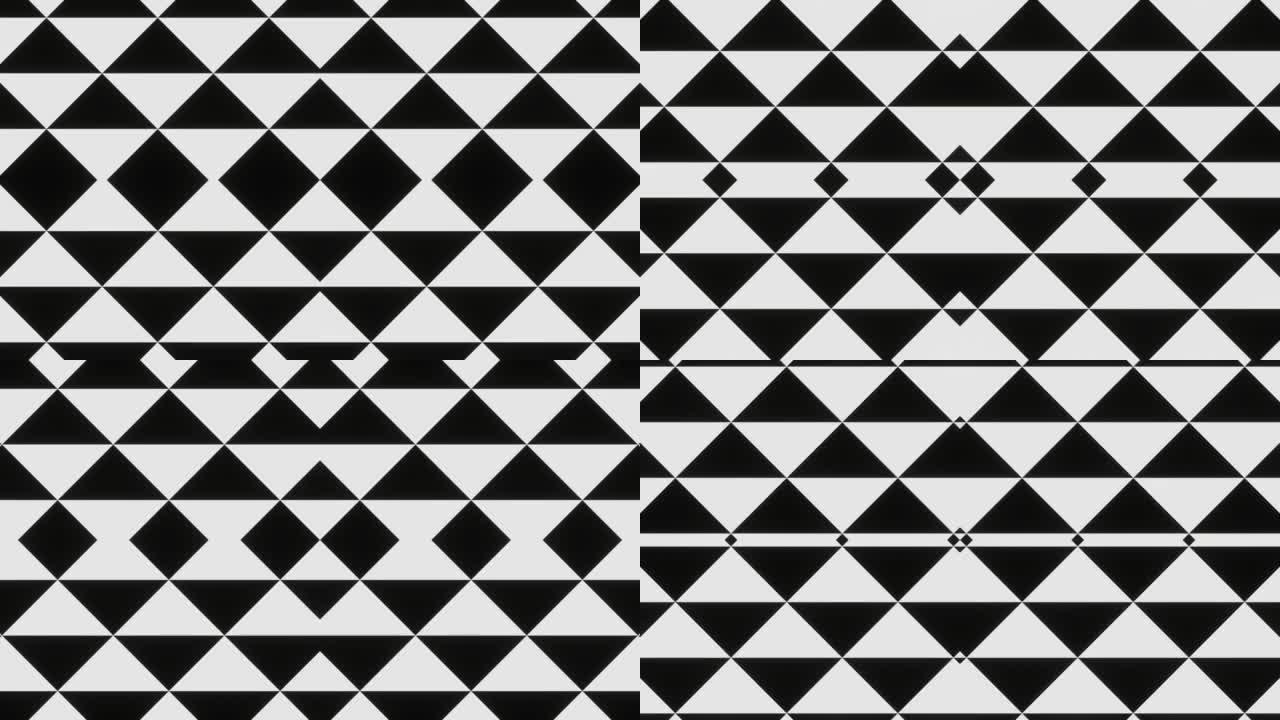 黑白三角形和正方形的平滑循环动画