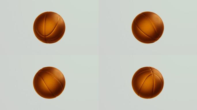 金色篮球球在白色背景上旋转。
