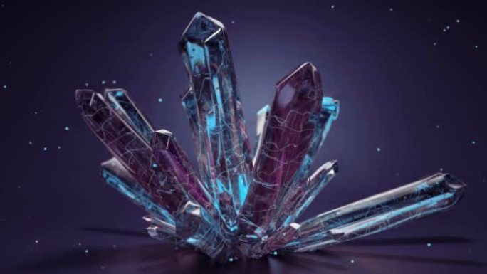 紫罗兰水晶石正在成长3D渲染动画