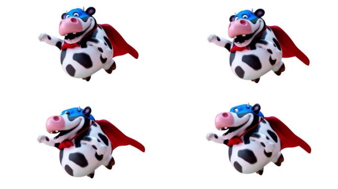 有趣的3D卡通奶牛飞行
