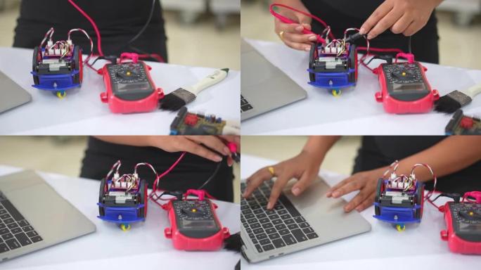 在科学课中使用电子仪表和笔记本电脑制作自动自动驾驶机器人汽车的原型