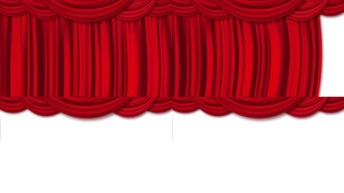 剧院窗帘开幕的动画。窗帘打开了。