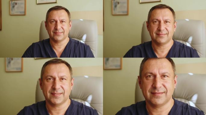 高级商人肖像。家庭办公室的最高经理。自信的老人在办公室摆相机。特写老式橱柜里的老年绅士。经典室内的老