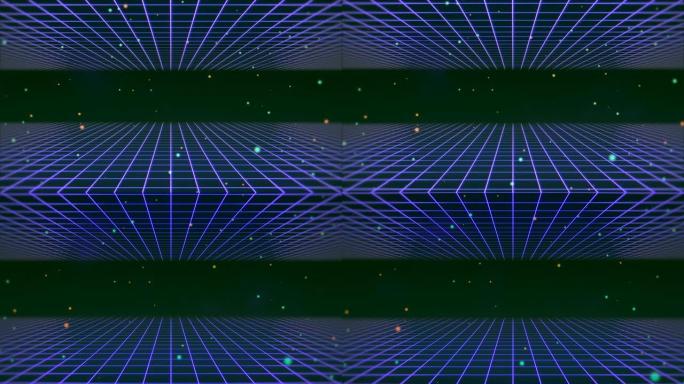 80年代风格的蓝线和闪闪发光的网格