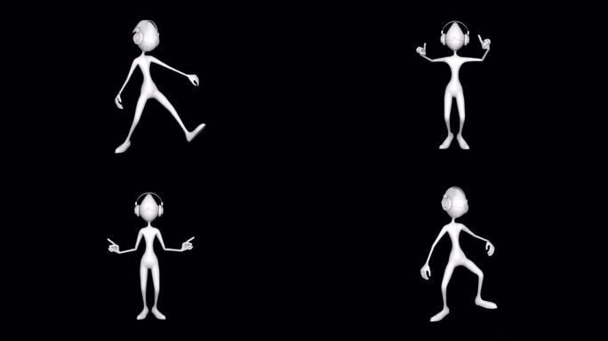 阿尔法频道上的3D角色男子舞蹈循环