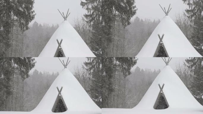 爱沙尼亚森林中的圆锥形屋