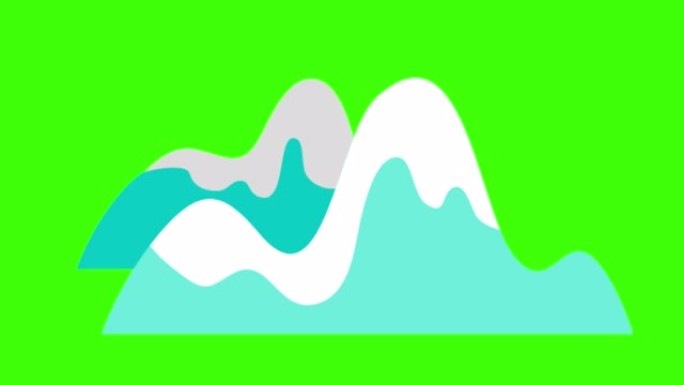 绿色屏幕上的山脉图标动画