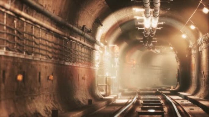 黑暗旧废弃地铁隧道