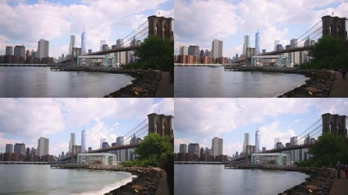 布鲁克林大桥全景4k延时从纽约美国