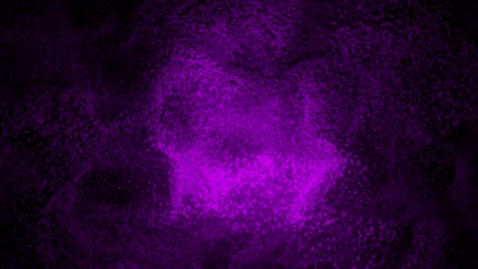 紫砂在黑色背景上传播的抽象图案。紫色的圆点云在黑暗中旋转。虚拟数据。VJ循环运动背景。4k动画-3D