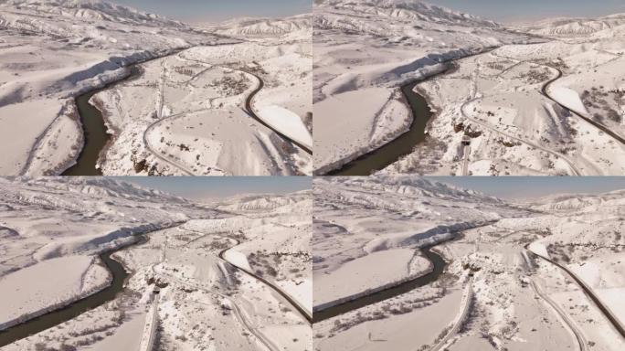 土耳其东部安纳托利亚地区Erzincan的Ergan滑雪中心无人机视频的冬季