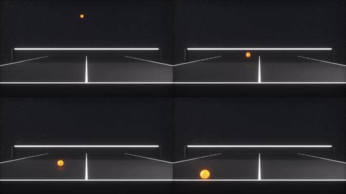 橙色乒乓球在乒乓球台上弹跳