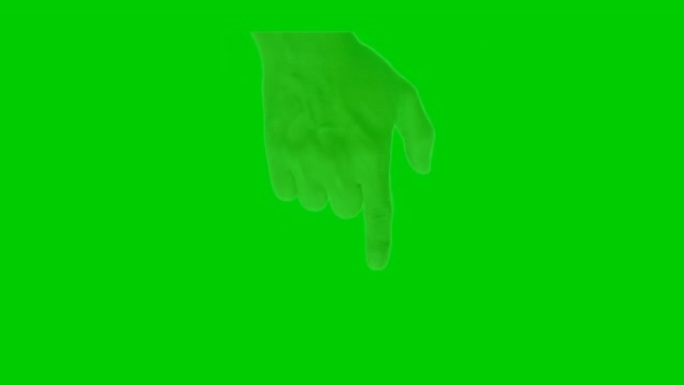 绿色屏幕上的人手手势箭头标志按钮侧面动画。色度键。4k分辨率。