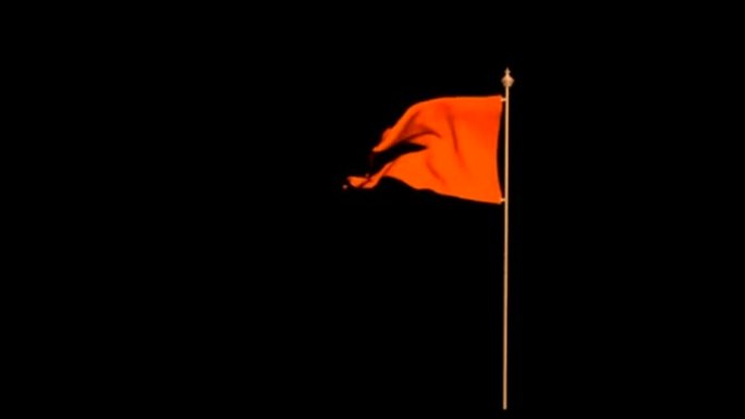 波浪橙色旗帜运动图形与夜间背景