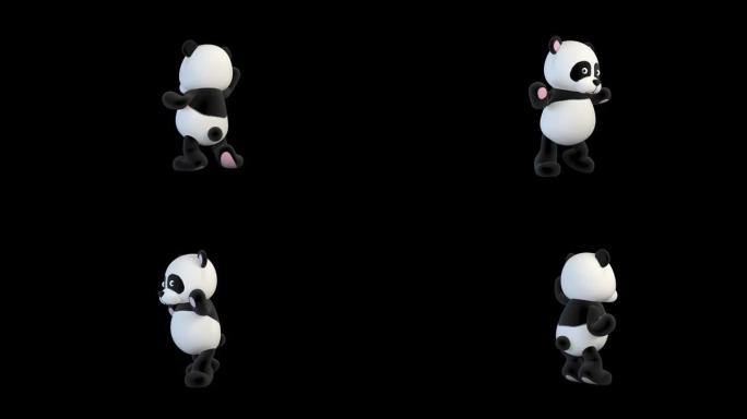熊猫在他周围跳舞有趣的舞蹈