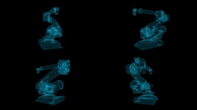 工业机械臂x射线全息图。工业和技术概念