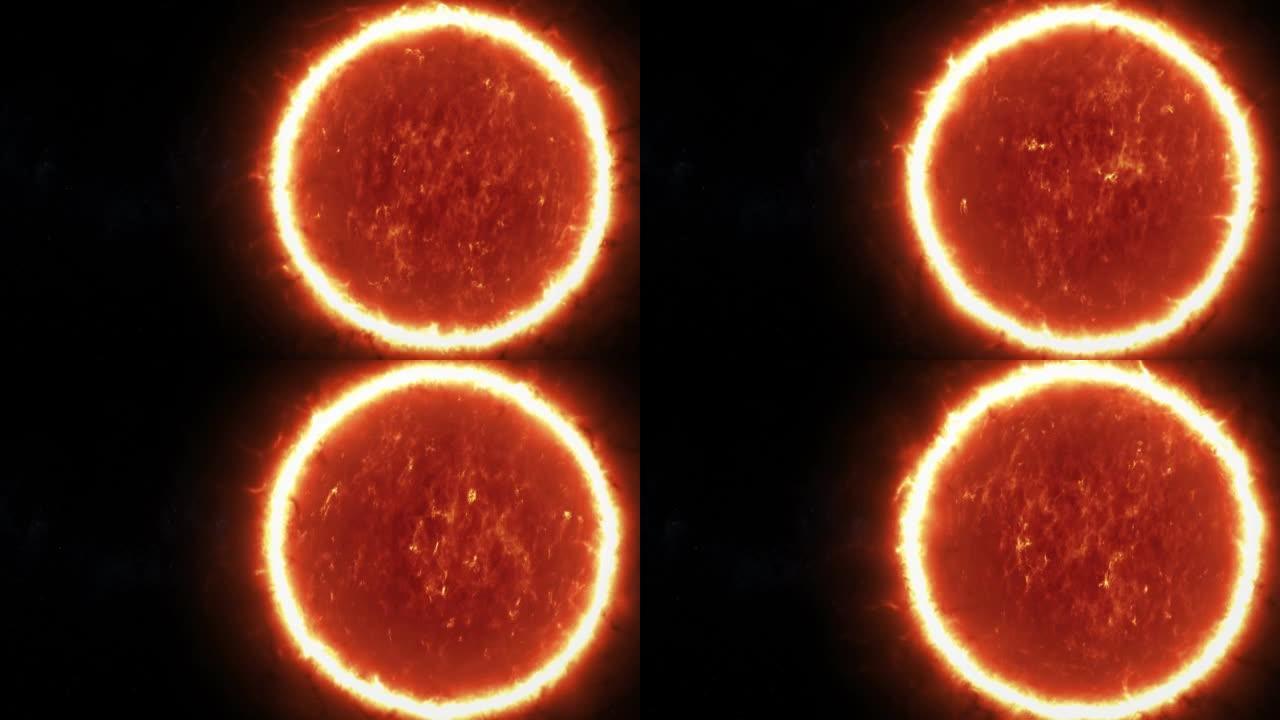 太阳及其周围的气态光环的3d动画