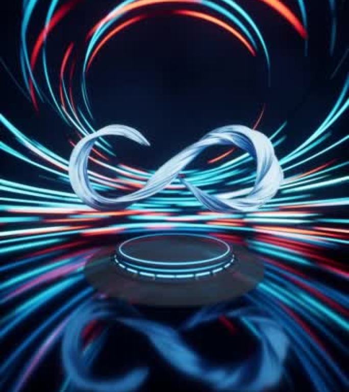 莫比乌斯带自旋线效果背景，3d渲染。